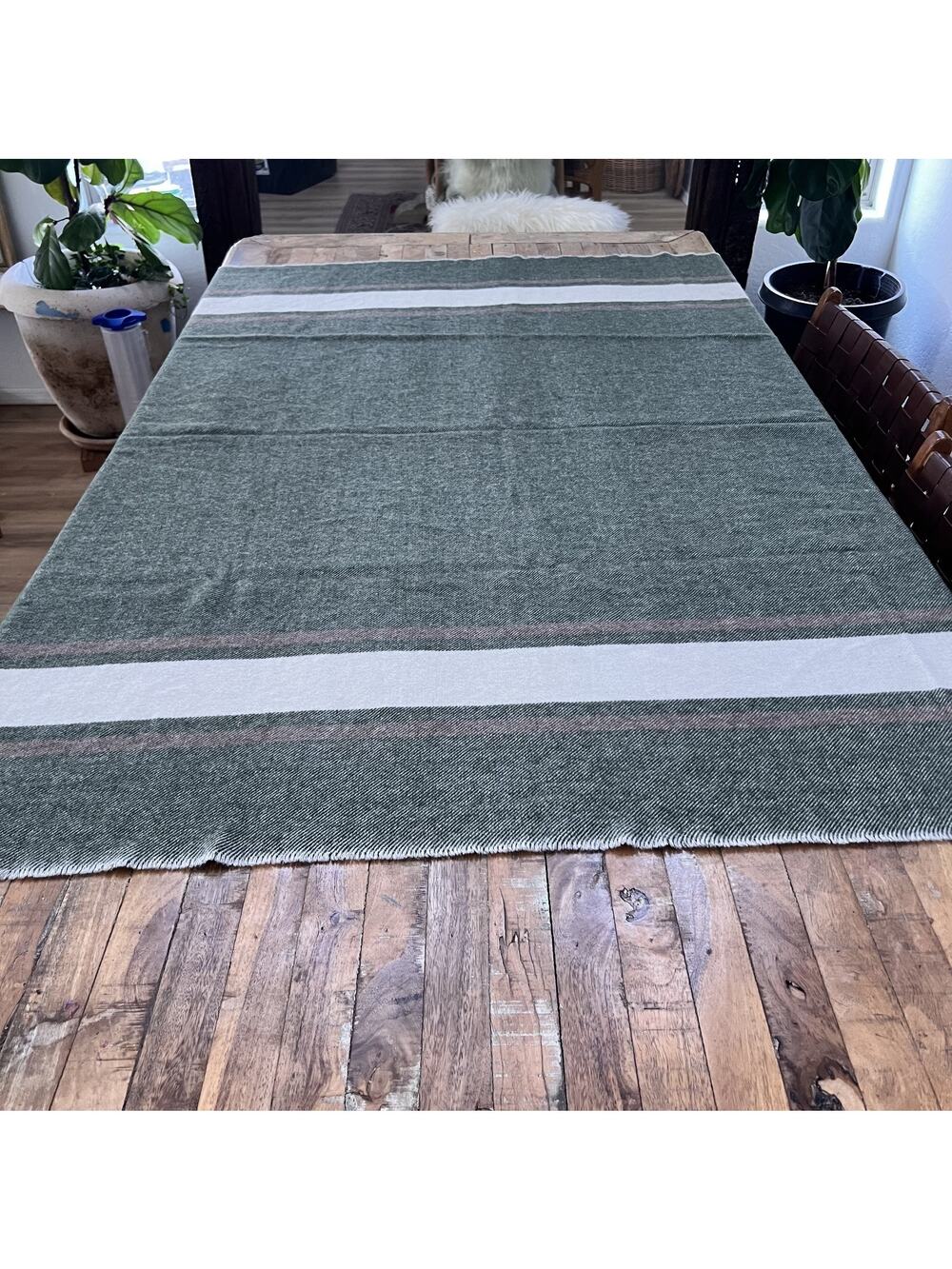 Origaudio Throw Blanket 54 x 62" Wool Blend Green Red White Striped